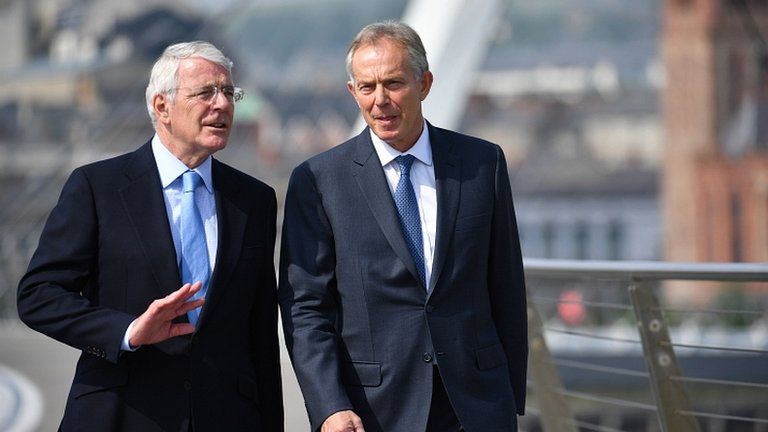 Sir John Major and Tony Blair