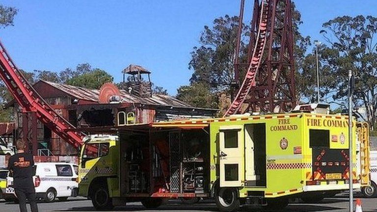The scene of the accident at Dreamworld theme park in Australia, 25 October 2016