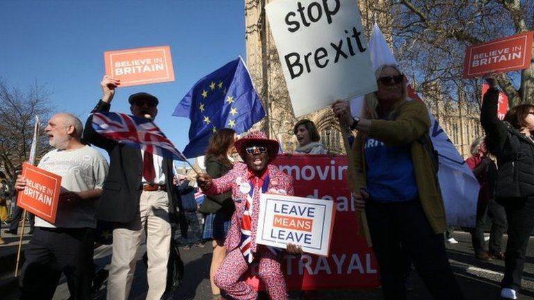 Pro and anti-Brexit protesters