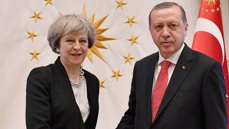 Theresa May and Recep Tayyip Erdogan