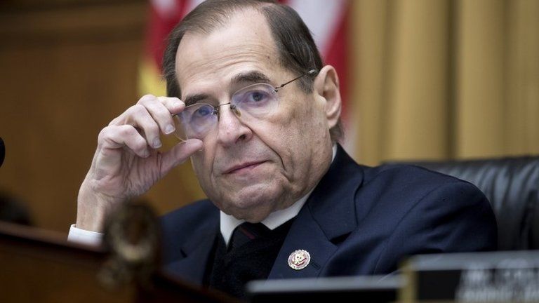House Judiciary Committee Chairman Jerry Nadler on 2 April 2019 before the committee voted in favour of demanding access to the unredacted Mueller report into alleged collusion between the Trump campaign and Russia.