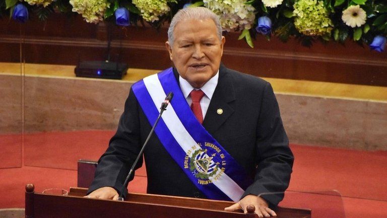 Salvadorean President Salvador Sanchez Ceren delivers his annual address to the nation on his fourth year in office to the Legislative Assembly in San Salvador on June 1, 2018.