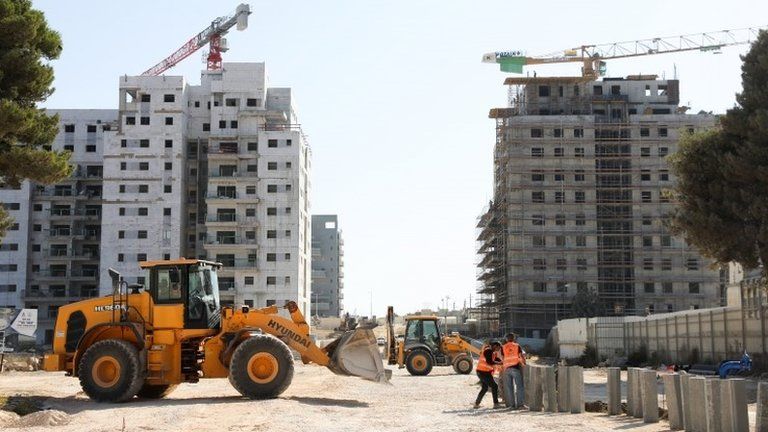 Homes under construction in the settlement of Beit El, near Ramallah, in the occupied West Bank (25 October 2021)