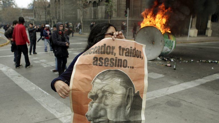 Anti-Pinochet demonstrators in Santiago