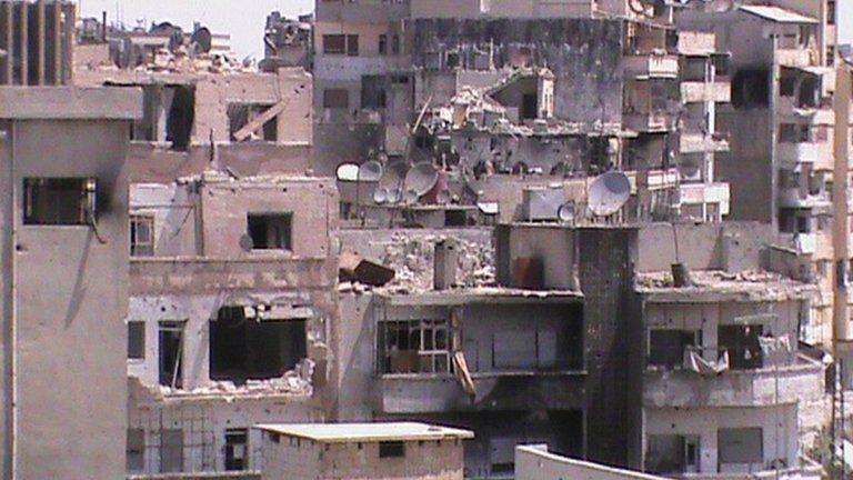 Damaged buildings at Al Khalidieh, near Homs