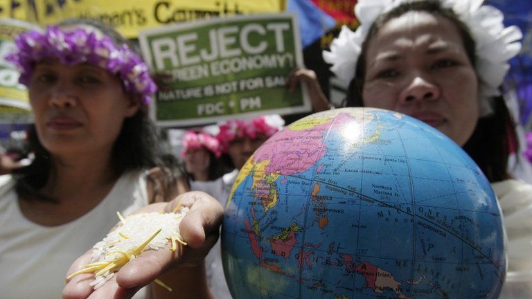 Filipino protesters In Manila wear costumes to depict Mother Nature during a rally against the ongoing Rio+20 conference on sustainable development taking place in Rio De Janeiro