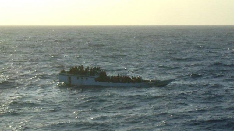 In this handout photo provided by Australian Maritime Safety Authority, a boat carrying 150 suspected asylum seekers is spotted prior to the vessel sinking north of Christmas Island, on 27 June, 2012.