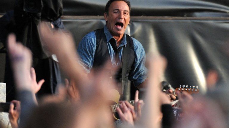 Bruce Springsteen performing at the Hard Rock Calling festival