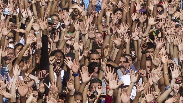 Brazilians at public gathering