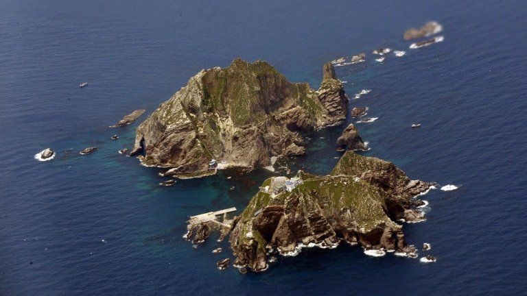 File images of the islands known as Dokdo in South Korea and Takeshima in Japan