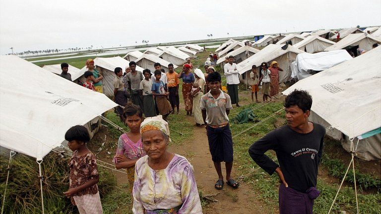 Refugees in Baw Du Pha refugee camp in Sittwe, Rakhine state. 1 August 2012