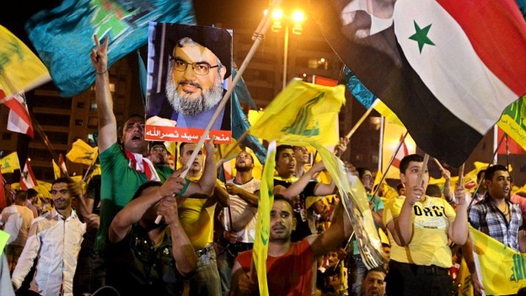 Hezbollah rally in the southern suburbs of the Lebanese capital Beirut on 17 August 2012
