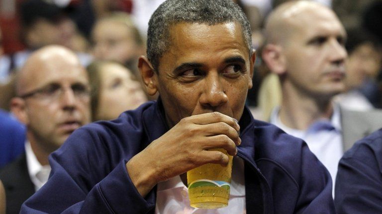 President Obama drinking beer