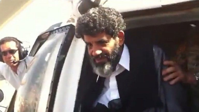 Still from video purportedly showing Abdullah al-Senussi arriving at the high security prison facility in Tripoli, on 5 September 2012