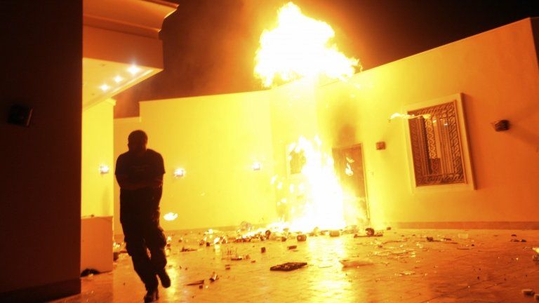 US Consulate in Benghazi on fire