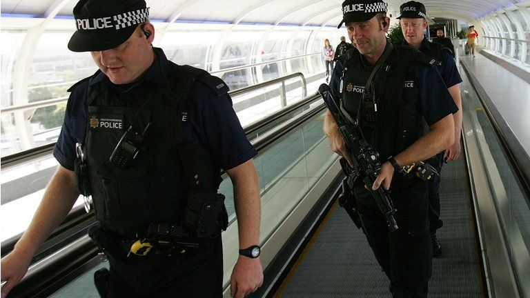 Armed officers at Manchester airport