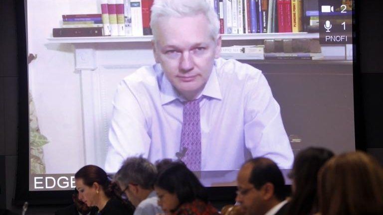 Julian Assange on videolink to the UN