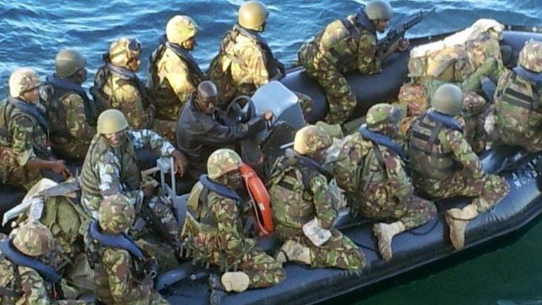 Kenyan troops preparing for the beach assault