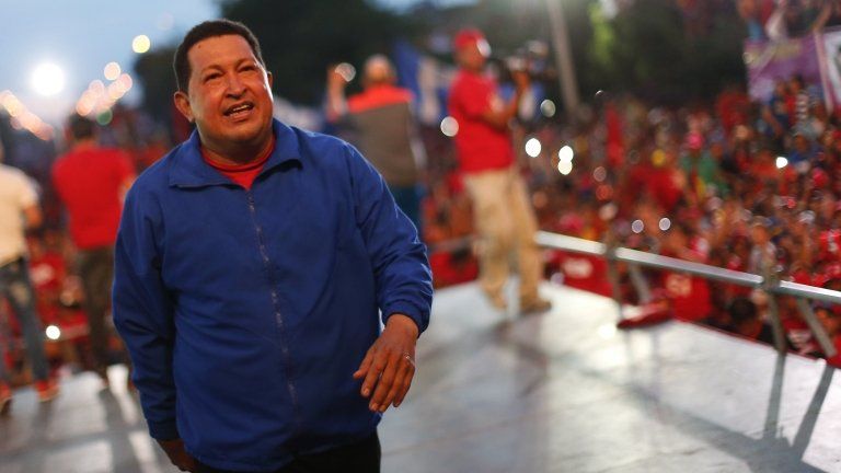 Hugo Chavez on the campaign trail in Barquisimeto on 2 October 2012