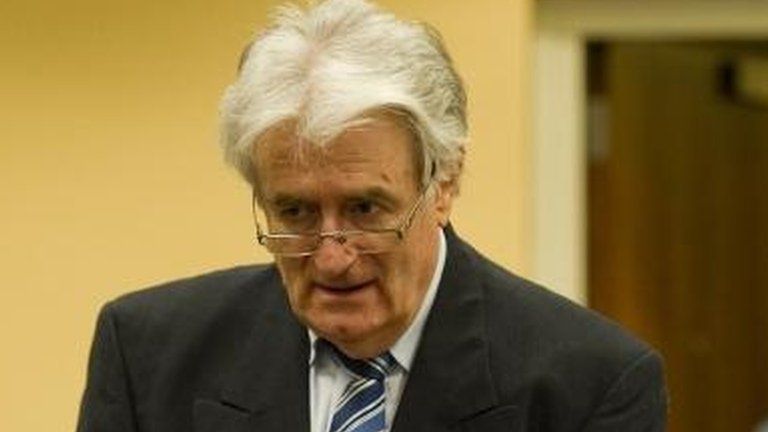 Former Bosnian Serb leader Radovan Karadzic in court at the Hague