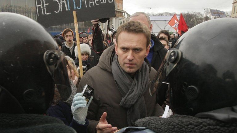Alexei Navalny at a rally in St Petersburg, 25 February