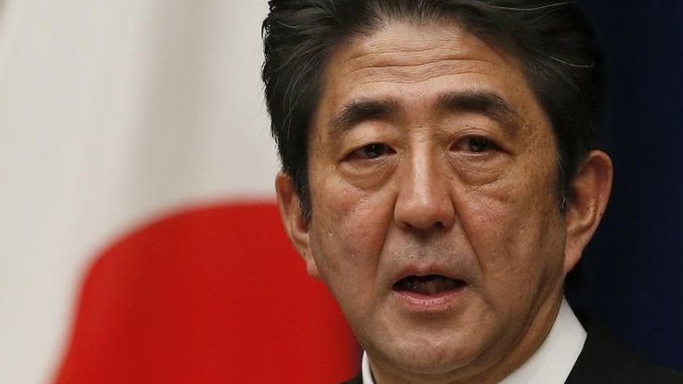 Prime Minister Shinzo Abe speaks during his first press conference, 26 Dec