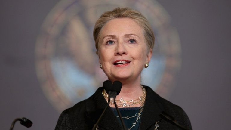 US Secretary of State Hillary Clinton speaks at Georgetown University in Washington 18 October 2012