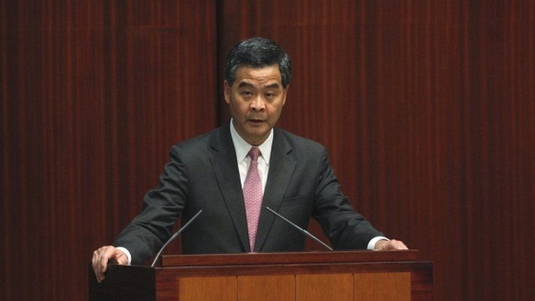 Hong Kong Chief Executive CY Leung delivers his maiden policy address at the Legislative Council on 16 January 2013