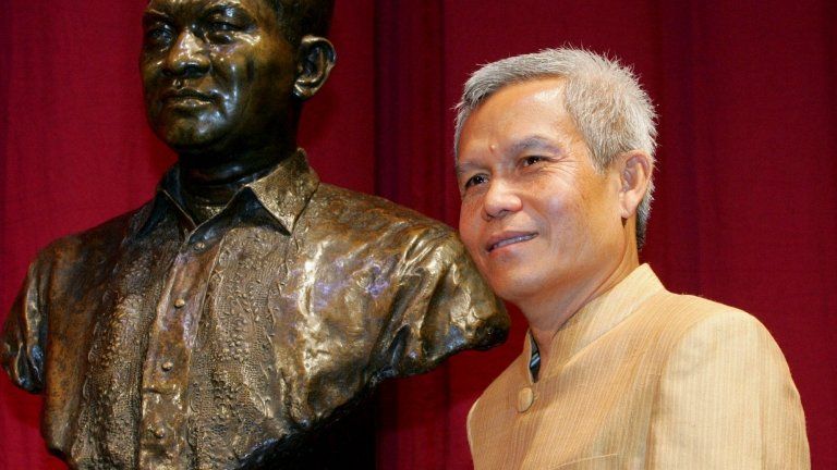 In this Aug. 31, 2005 file photo, Sombath Somphone of Laos, the winner of Ramon Magsaysay Award for Community Leadership in 2005,