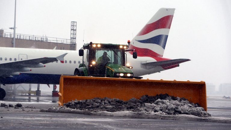 Snow is cleared at Heathrow Airport
