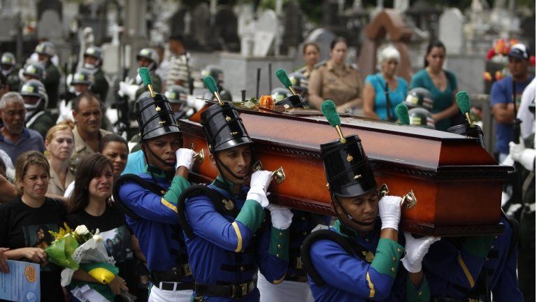 Coffin of a military doctor, victim of the blaze in a Brazilian nightclub