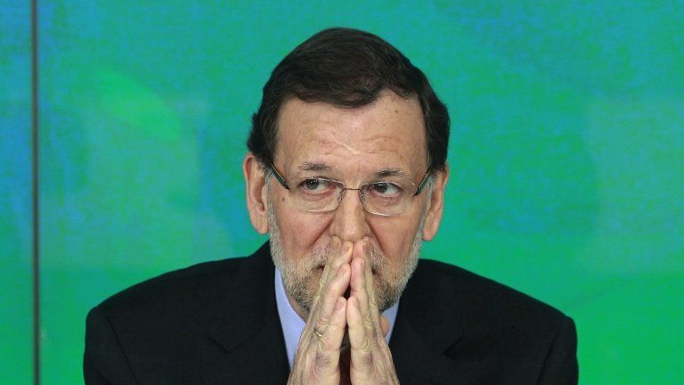 Spanish Prime Minister Mariano Rajoy attends a crisis meeting of his Popular party in Madrid, 2 February