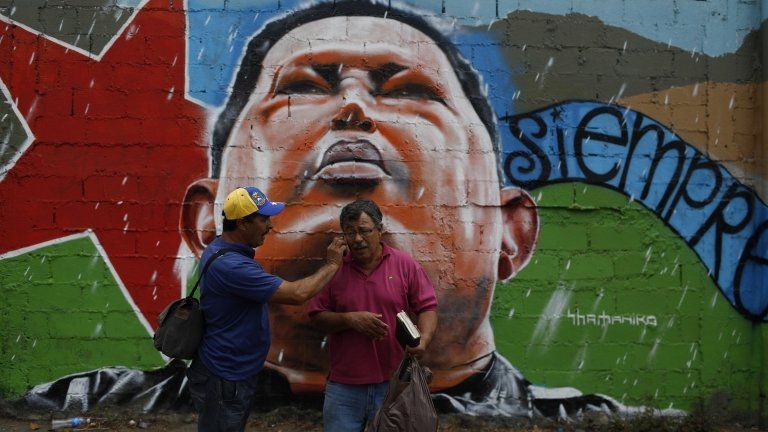 Hugo Chavez' mural in Caracas