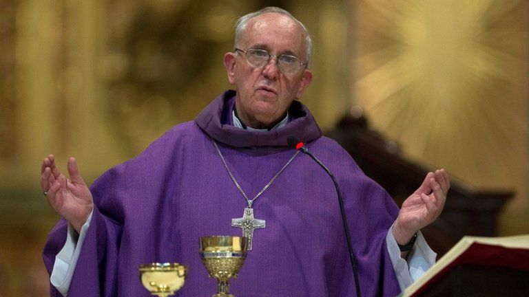 Cardinal Jorge Mario Bergoglio leads a mass at the Metropolitan Cathedral in Buenos Aires, Argentina, on 14 February 2013