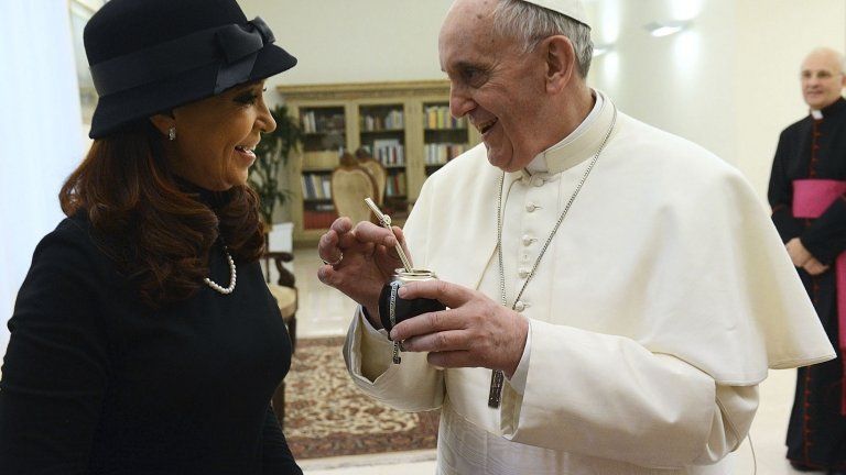 Argentine President Cristina Fernandez de Kirchner and Pope Francis, 18 March 2013