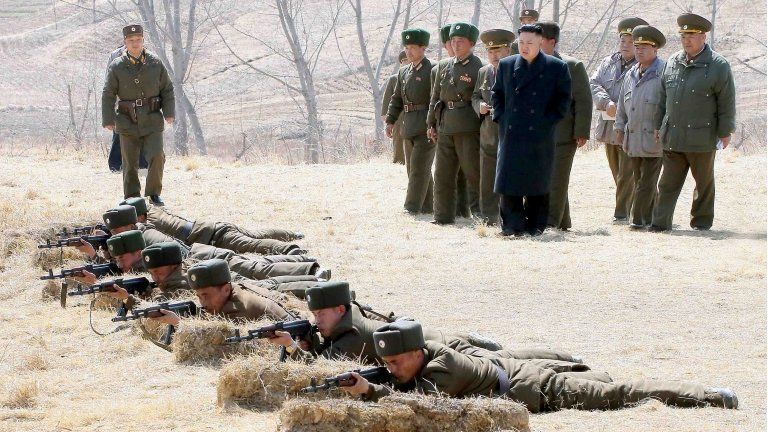 KCNA image shows North Korean leader Kim Jong-un visiting a military unit on 23 March 2013