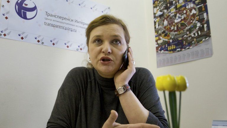 Transparency International's Yelena Panfilova in her Moscow office. Photo: 27 March 2013