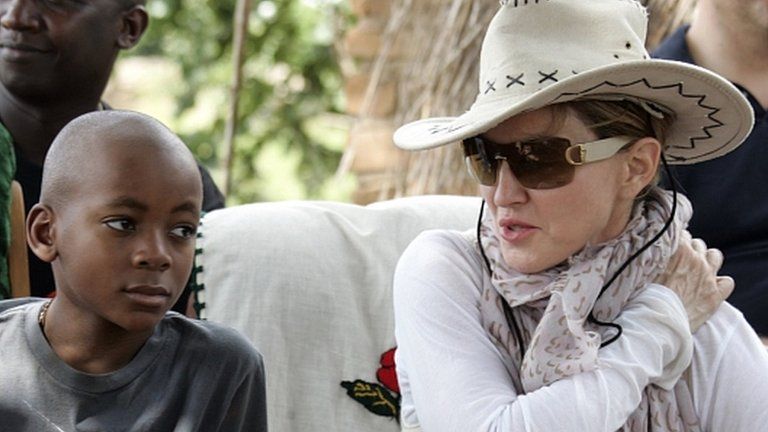 Madonna with her adopted Malawian son David Banda. 2 April 2013