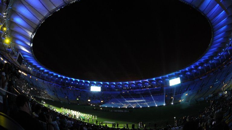 View of the inside of the Maracana stadium as it reopened with a test event on Saturday