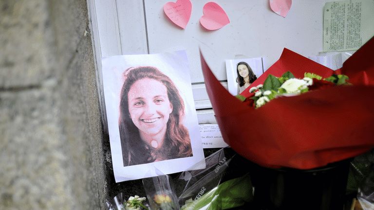 Tributes left to murder victim Agnes Dupont de Ligonnes on the first anniversary of her death, 14 April 2014