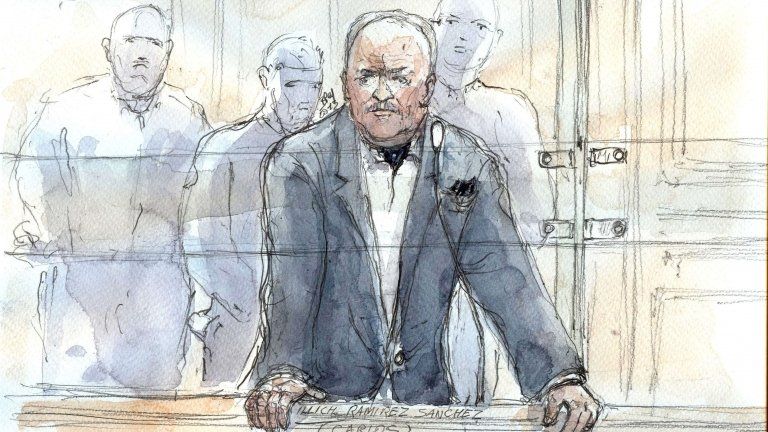 Paris courtroom sketch of Carlos the Jackal. Photo: 13 May 2013