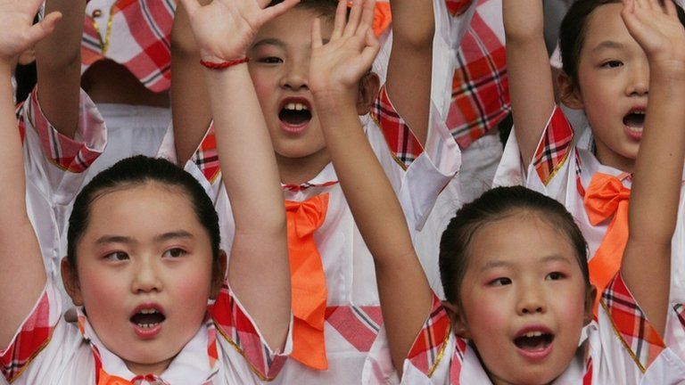 File image of the Chinese Children"s Choir during the 2008 Olympic Games in Beijing on 4 August 2008