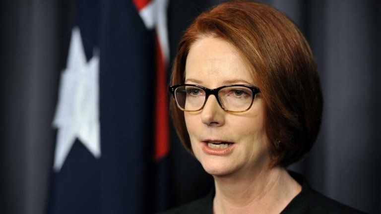 Australian Prime Minister Julia Gillard speaks to the media after her defeat in a party room vote to former prime minister Kevin Rudd, at Parliament House, Canberra on June 26, 2013.