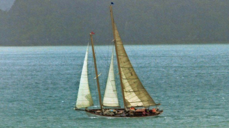 The 21-metre (70-foot) vintage wooden yacht, Nina, built in 1928, sails in a regatta off the New Zealand coast in this file image from January 2012