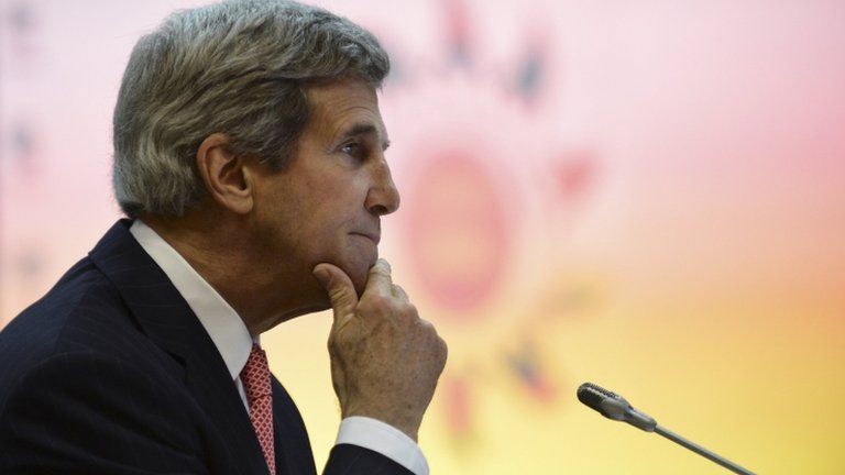 US Secretary of State John Kerry waits for the start of the Association of Southeast Asian Nations (ASEAN) - U.S Ministerial Meeting in Bandar Seri Begawan on 1 July 2013