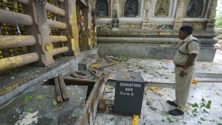 Site of explosion at Mahabodhi temple - 7 July