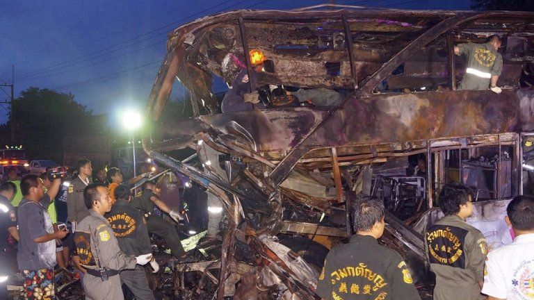 Thailand Bus Crash Kills 30 People - BBC News