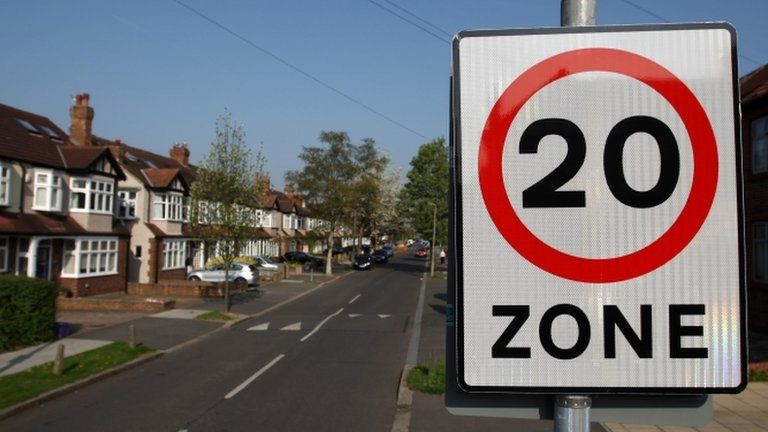 20mph sign on road