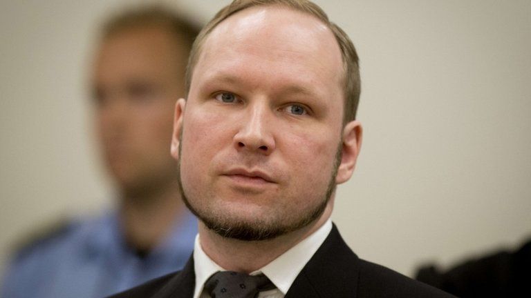Anders Behring Breivik in court in Oslo, 24 August 2012