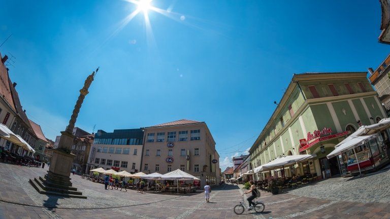 A square in Maribor, Slovenia, July 2013